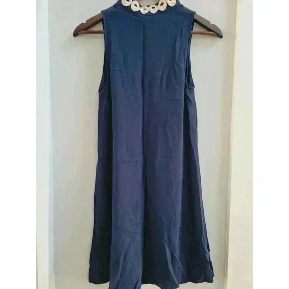 Lilly Pulitzer Womens 0 Dress Navy Blue Jane Shift Gold Embroidered Sleeveless - Picture 4 of 4